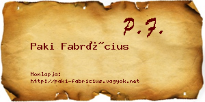 Paki Fabrícius névjegykártya